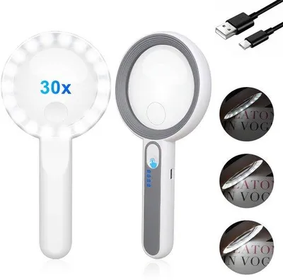 Immagine prodotto di Dailygoody - Lente d'ingrandimento con 18 LED - Ingrandimento 30x - Ideale per