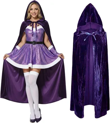 Obrázek produktu pro Plášť na Halloween, sametový, s kapucí, dlouhý, vhodný pro cosplay