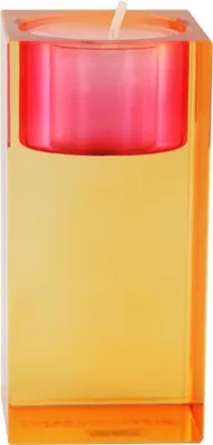 Image de Gift-Company Porte-bougie à chauffe-plat Sari Verre cristal orange/rose H env. 10 cm