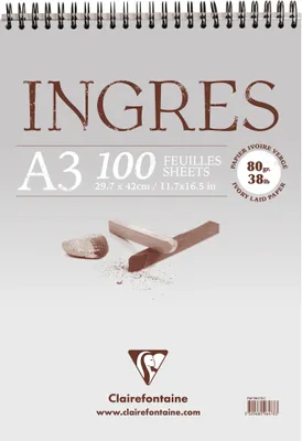 Produktbild von Clairefontaine 5x Ingres Studien, Spiralblock A3, 100 Blatt 80g 96478C