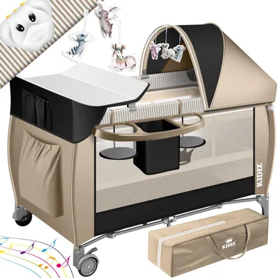 Produktbild von KIDIZ® Babybett 3 in 1 Reisebett Kombi Set Baby Bett mit Wickelauflage Moskitonetz Laufstall Baby ab Geburt bis 15 kg luftige Seitenwände mit Seiteneingang Tragetasche zusammenklappbar