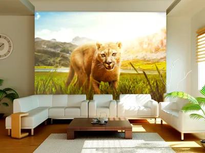 Produktbild von Vlies Fototapete Tiere 400x280 cm Tapeten Wandtapete XXL Löwin Dschungel Landschaft Natur 10110903-6
