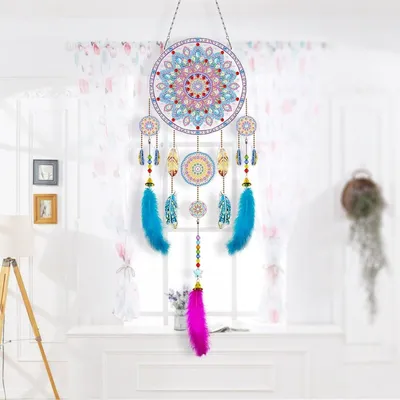 Image de Kit de broderie diamant : Mandala bleu attrape-rêves