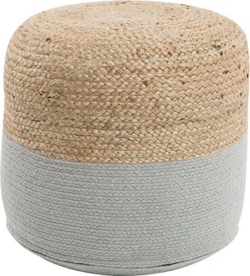 Produktbild von BELIANI Pouf Hellgrau/Beige Jute/Baumwolle Quadrat Boho-Stil
