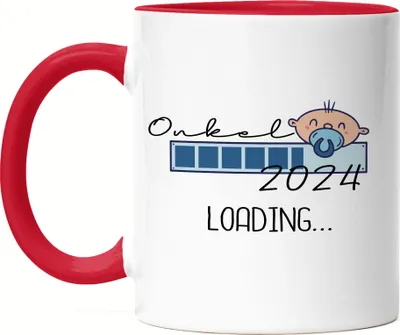 Produktbild von Onkel Loading 2024 Tasse für werdende Onkel zur Geburt Nichte Neffe Babynews Ich werde Onkel Geschenk Tasse Rot
