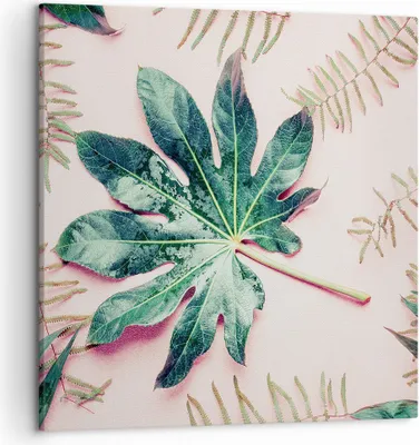 Produktbild von Bild auf Leinwand - Leinwandbild - Einteilig - Blatt Tropisch Palme - 50x50cm - Wand Bild - Wanddeko - Wandbilder - Leinwanddruck - Bilder - Wanddekoration - Leinwand bilder - Wandbild - AC50x50-4314