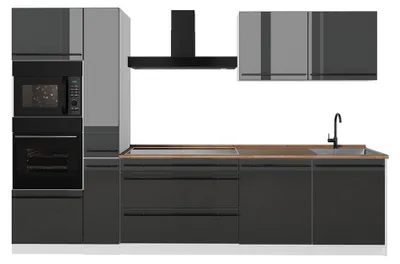 Imagen del producto de Mueble de cocina Vicco R-Line Antracita alto brillo/Blanco 310 cm encimera Roble dorado, Model 67675