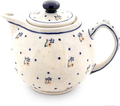 Produktbild von Original Bunzlauer Keramik 1L Teekanne mit spitzen Ausguss – Moderne, abgerundete Form, Nachbildung 111