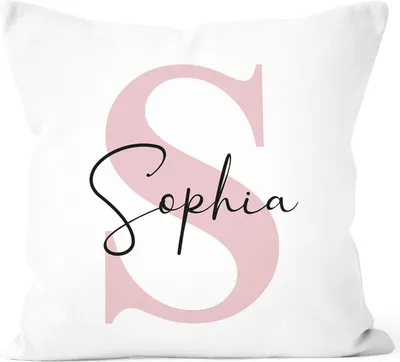 Produktbild von SpecialMe® Kissen-Bezug mit Namen und Buchstabe Kissen-Hülle Namenskissen Baumwolle personalisierte Geschenke Dekokissen weiß-rosa unisize