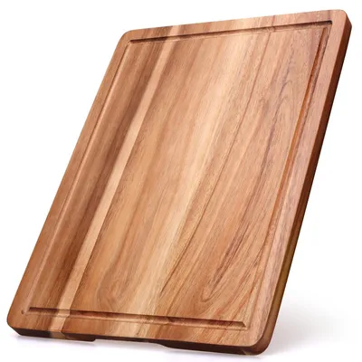 Immagine prodotto di Omgoods - Tagliere in legno di acacia con manico e scanalatura per raccogliere i liquidi, 15 x 11 pollici