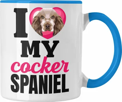 Produktbild von Trendation - Cocker Spaniel Besitzerin Tasse Geschenk Lustiger Spruch Geschenkidee I Love My Cocker Spaniel (Blau)