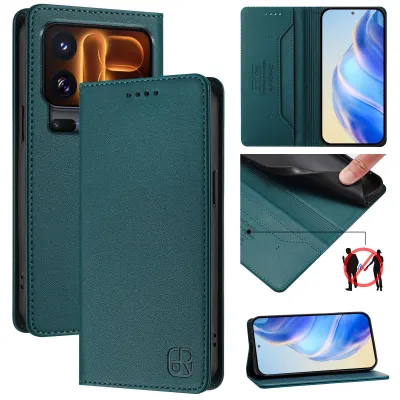 Obrázek produktu pro Kožené pouzdro pro Xiaomi 18 Pro, flipové pouzdro s přihrádkami na karty, peněženkou a stojánkem Tmavě zelená