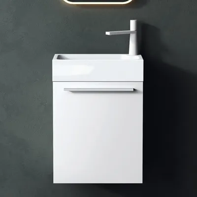Produktbild von Mai & Mai Badmöbelset Badezimmermöbel Waschbeckenunterschrank in Weiß Matt und Waschbecken Weiß matt BxTxH 46x26x63cm Pisa