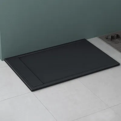 Produktbild von Mai & Mai Duschwanne 90x120x3cm Duschtasse aus Mineralguss Mineralgusswann inkl. Ablaufgarnitur06 Anthrazit Matt Rechteckig DIN-Anschlüsse Geoma10