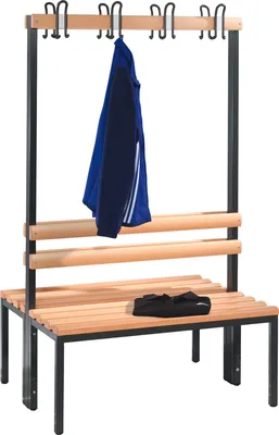 Produktbild von Doppelseitige Garderobenbank ohne Schuhrost Umkleidebank 8 Haken, 165x100x75 cm