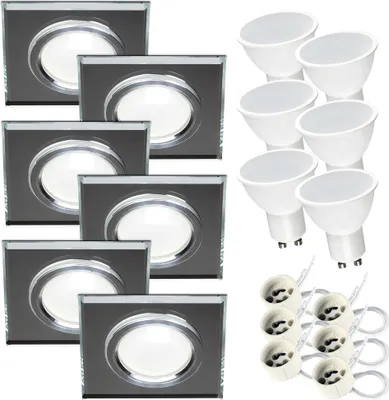 Produktbild von 6x Einbauspot SET LED 230V IP44 RIK.9 klar Spiegel GU10 7W kaltweiss