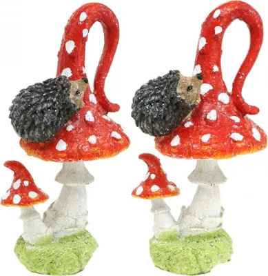 Produktbild von Fliegenpilz Igel Deko Herbst Pilz Glitzer Tischdeko 14cm 2St