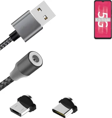 Produktbild von K-S-Trade Hochwertiges Magnet-Lade-kabel Sync-Kabel Daten-Kabel für ZTE Blade 20 5G mit USB-Typ-C-Anschluss und Micro-USB-Anschluss 2A bis zu 480mbps