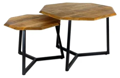 Produktbild von Couchtisch 2er Set achteckig Beistelltisch Las Vegas mit Metallgestell