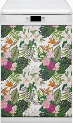 Produktbild von Küche Dekorative Magnete  Magnet Folie für Geschirrspüler 45x80 cm   - Exotische Blüten