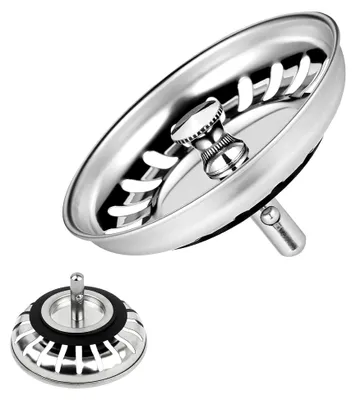 Produktbild von 2er Set Edelstahl Spülbeckensiebe, Ersatz-Ablaufstopfen 8,9 cm, Lochdurchmesser 80 mm