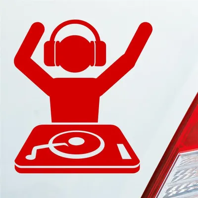 Produktbild von Auto Aufkleber DJ MUSIKER DISCO Motorrad Roller LKW 10x11 cm Rot Sticker Heckscheibenaufkleber