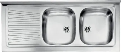 Immagine prodotto di Lavello appoggio 120x50 con 2 vasche e gocciolatoio sinistro Mondial inox