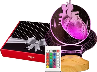 Produktbild von Geschenkelampe LED Nachttischlampe Herzchirurgen Kardiologin 3D Licht Berufsgeschenk, Kardiologengeschenk