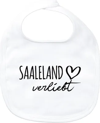 Produktbild von Huuraa Baby Lätzchen Saaleland verliebt White Klettverschluss  Baumwolle Latz Geschenkidee