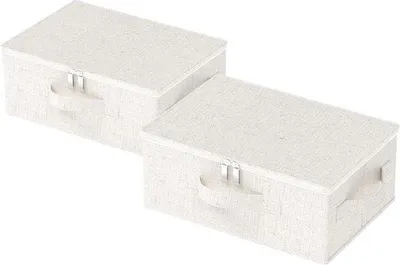 Produktbild von Famanu Aufbewahrungsboxen Set 2 Stück - Faltbar mit Deckel und Griffen für Kleidung, Schuhe und Decken
