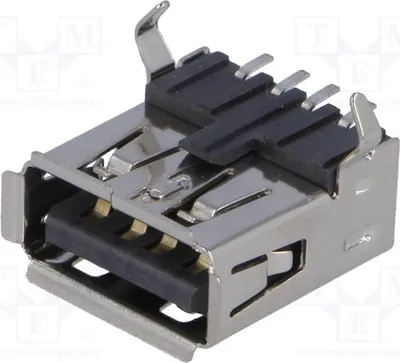 Obrázok produktu pre 2x USB-A zásuvka, horizontálna, USB 2.0, pozlátená, model TUEA4F2S0BHT, konektor USB a IEEE1394