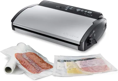 Obrázok produktu pre Vakuový baliaci stroj V2860 určený na balenie suchých aj vlhkých potravín, 100 W, strieborná/čierna farba