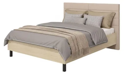 Produktbild von Dmora Ehebett Ausonio Braun Eiche, Gepolstertes Kopfteil