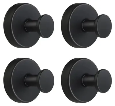 Productafbeelding van 4 zuignappen met haken, draagvermogen 5 kg, geen boren nodig, handdoekhouder, zelfklevende haken, extra sterke wandhaken voor badkamer, keuken, gladde ramen, muren en glas (zwart - 4 stuks)