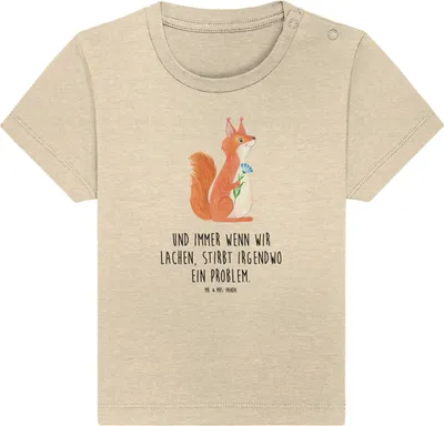 Produktbild von Mr. & Mrs. Panda Organic Baby Shirt Eichhörnchen Blume 12. - 18. Monat - Natural Raw - Geschenk, Lachen, Eichhorn, Top, Motivation Sprüche,  T-Shirt, Babyshirt, Spaß