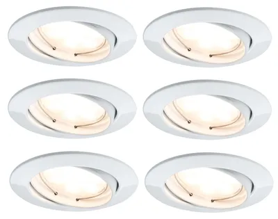 Productafbeelding van 6x Paulmann SmartHome Bluetooth Inbouwspotset LED, 5,8W, dimbaar, kantelbaar, 230/24V, 51mm, wit, met aluminium en zink, artikelnummer 500.06.06