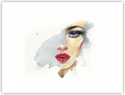 Produktbild von Poster - Poster ohne Rahmen - Aquarell Frau Mund - 40x30 cm - Wand Bild - Wanddeko - Wandbilder - Kunstposter - Wandposter - Bilder - Kunstdruck - Wanddekoration - Wandbild - P2XAA40x30-4891