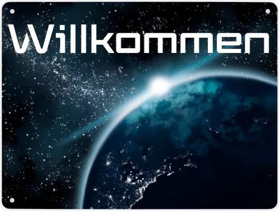 Produktbild von Willkommen im Weltall Metallschild XL in 21x28 cm mit Weltraummotiv