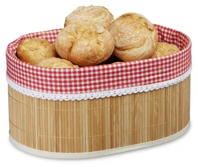 Bambus-Brotkorb mit Stoffeinlage, 16,5x33,5x23,5 cm
