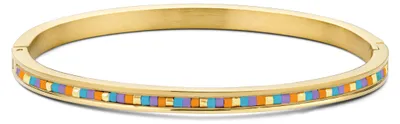 Produktbild von CO88 Collection 8CB-91172 Stahlarmband mit Miyuki-Perlen – Orange und Türkis – 58 x 49 mm – Goldfarben