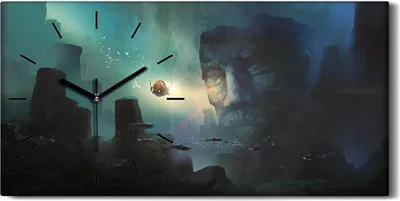 Produktbild von Wanduhr Uhr Wandbild Leinwand Quarz 60x30 Digitale Malerei alten Zivilisationen - schwarze Hände