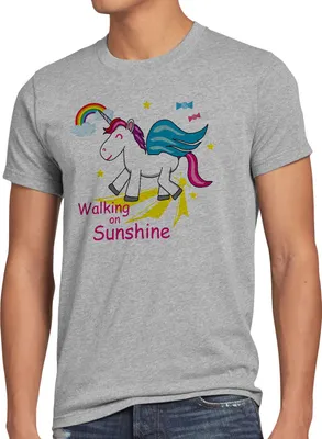 Produktbild von style3 Unicorn Walking on Sunshine Herren T-Shirt Einhorn