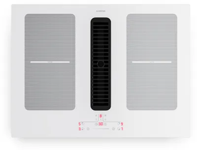 Produktbild von Klarstein Full House Induktionskochfeld mit Dunstabzug - 70cm, 4 Zonen, Flexzonen, 7335W Boost, Touch, Timer, Kindersicherung, Restwärmeanzeige, integrierter Abzug, Glaskeramik, Schwarz, White