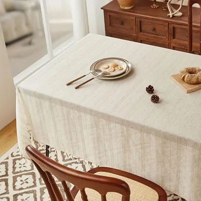 Produktbild von Tischdecke 220 x 140 cm, beige, rechteckig, Baumwolle und Leinen, für Küche