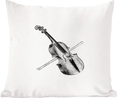 Produktbild von MuchoWow® Zierkissen Sofakissen Wohnzimmer Dekokissen 45x45 cm Retro - Geige - Musik - Schlafpolster - Polster für das Sofa