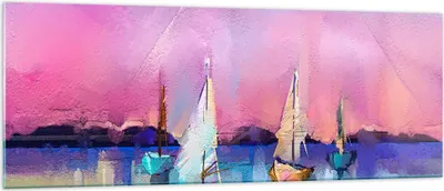 Produktbild von Bilder auf glas - Segelboot See - 140x50cm - Glasbilder - Wandbilder - Kunstdruck - zum Aufhängen bereit - Wanddekoration aus Glas - Glas Bilder - Wandbild auf Glas - Einteilig - GAB140x50-4099