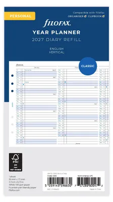 Produktbild von Filofax Kalender Personal Jahresplaner vertikal (englisch)2027