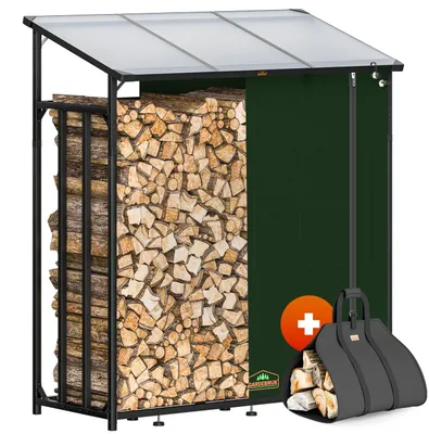 Immagine prodotto di GARDEBRUK® Legnaia da Esterno  2,3 m³ 70Px163lx198H cm Tetto Copertura Protettiva Portalegna Rastrelliera Legno Camino Telo Giardino Borsa per Trasporto