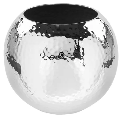 Produktbild von FINK Vase MOON - Kugelvase aus Eisen vernickelt, gehämmert, silberfarben, H 20 cm, Ø 25 cm - runde Metallvase