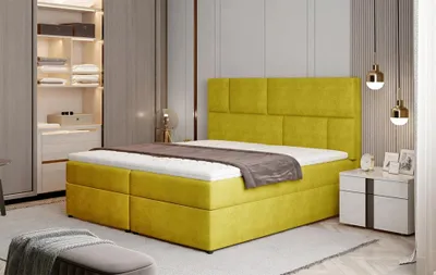 Obrázek produktu pro Boxspringová postel s úložným prostorem 160x200 FARELO - žlutá